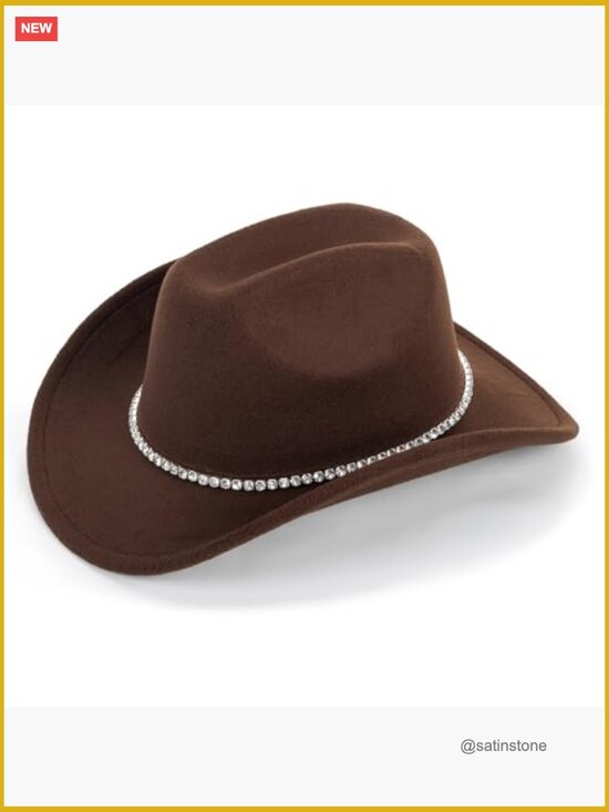 Sparkly Rhinestone Western Cowboy Hat Felt Rodeo Disco Party main image 5
